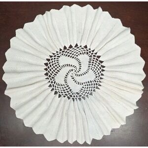 Vtg 16" Handmade Crocheted Doily Stand Up Edged Ruffle White BOHO Granny Lot